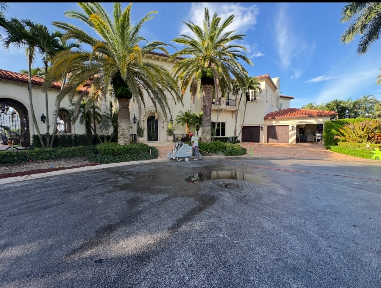 Crew working on a residential driveway project