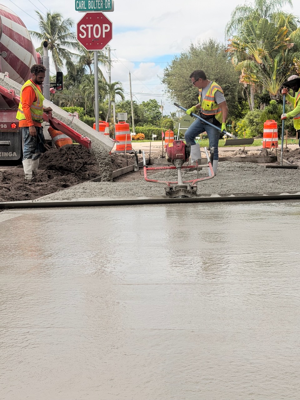 Concrete placement and finishing in progress