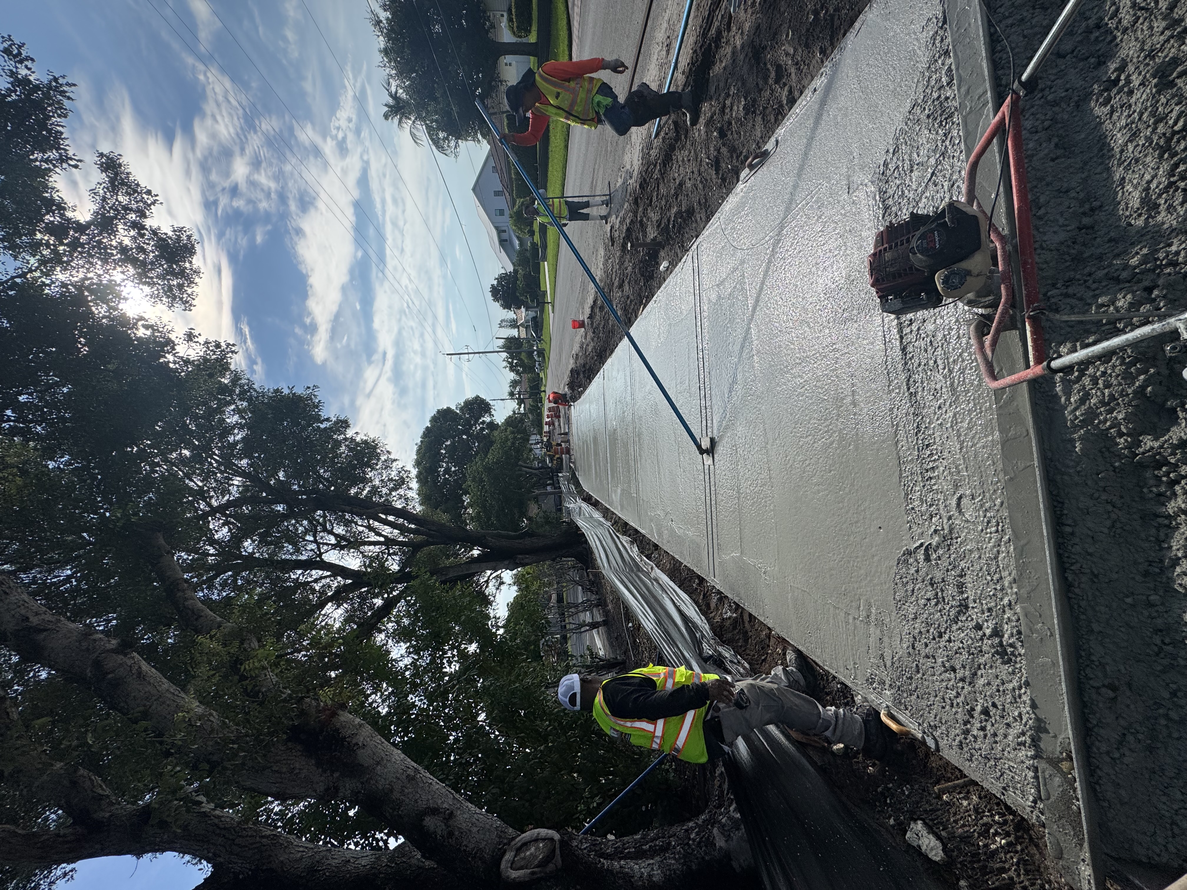Concrete work and equipment on an active project site
