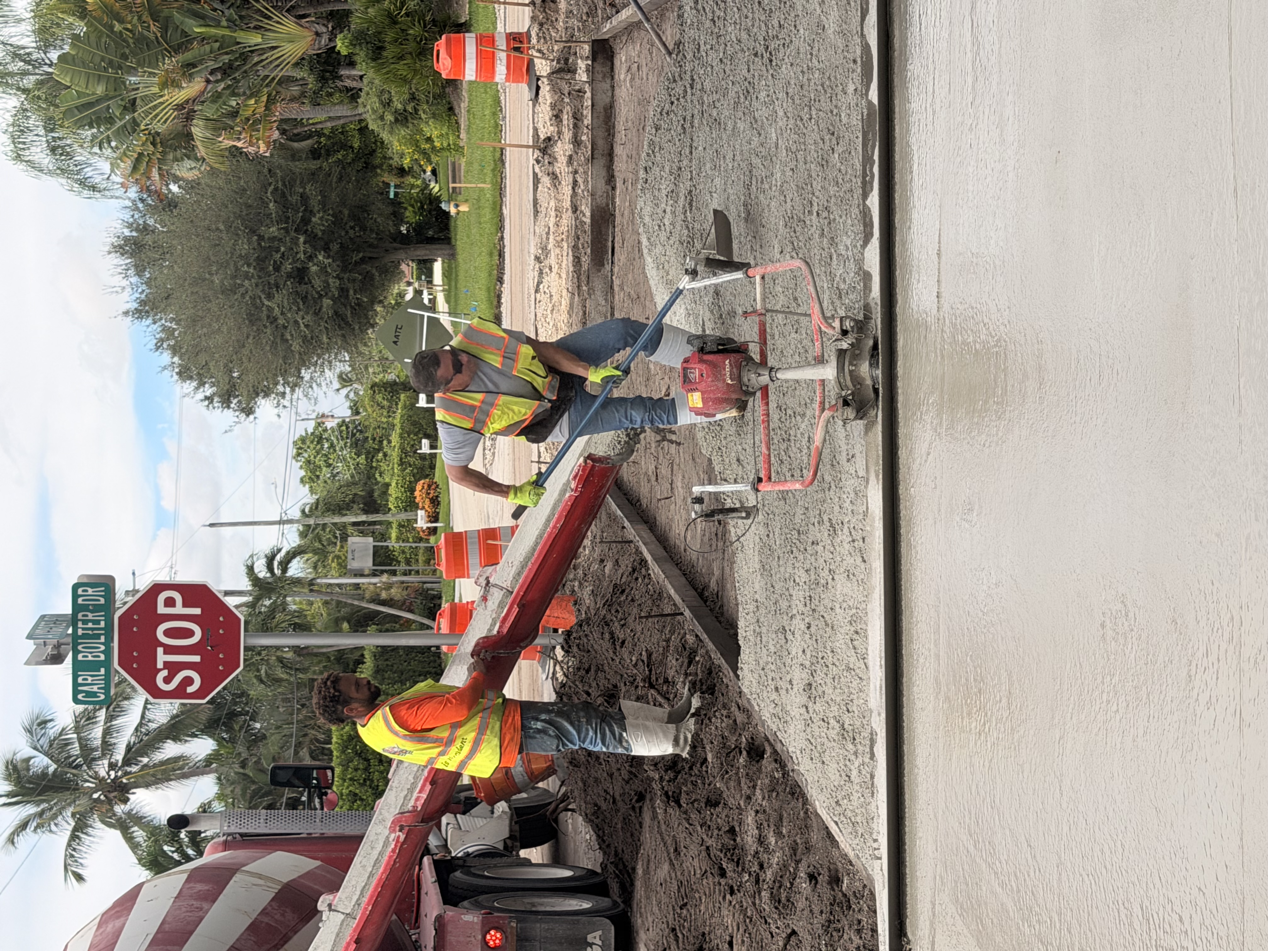 Concrete placement on an active jobsite